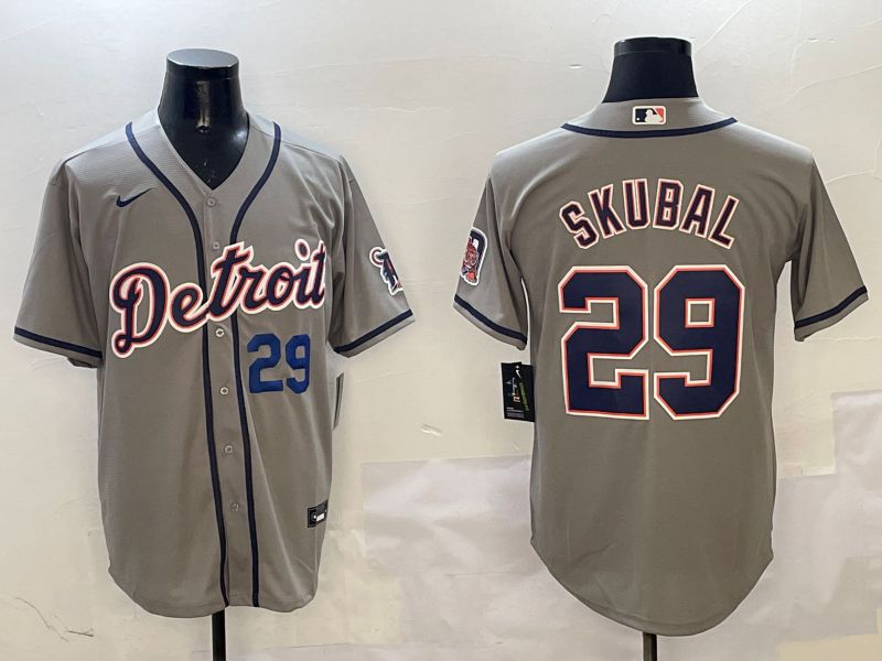Men Detroit Tigers #29 Skubal Grey Game 2025 Nike MLB Jersey style 3122->detroit tigers->MLB Jersey